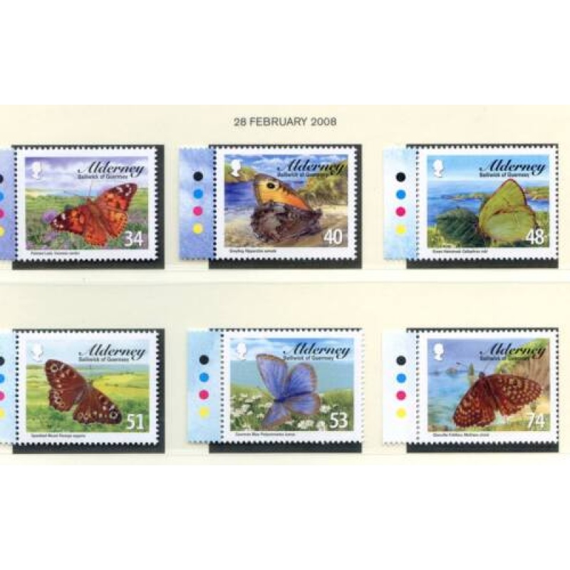 Alderney 2008 Butterflies Set SGA329 A334 Unmounted Mint