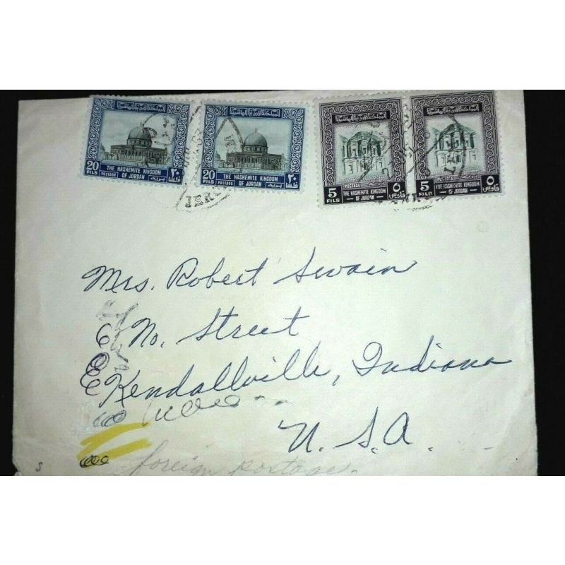 JORDAN COVER 1963 JERUSALEM TO USA JERUSALEM POSTMARKS