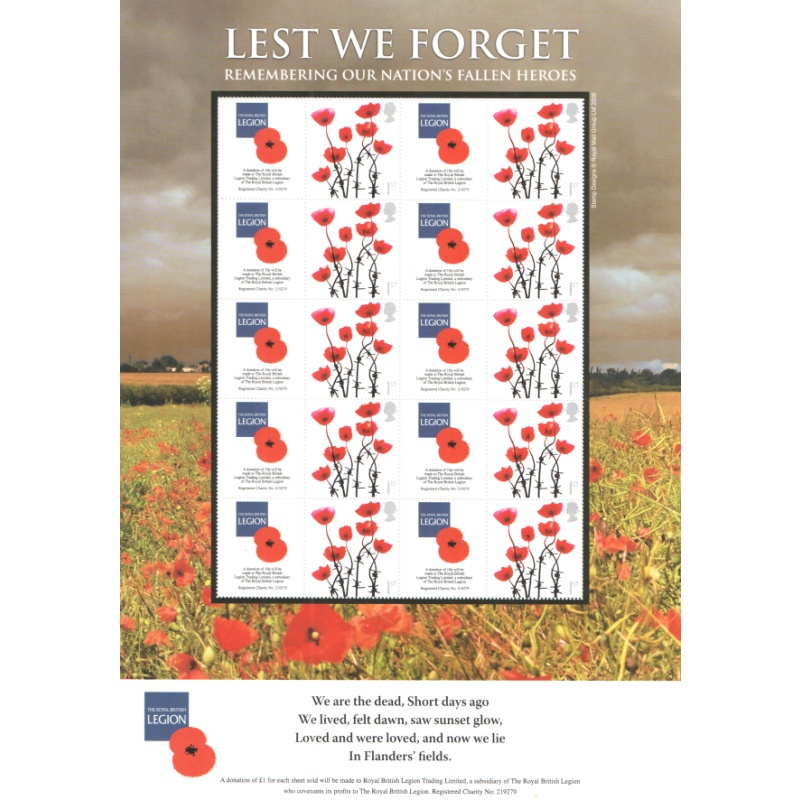 BC-169 2008 Lest we forget UNMOUNTED MINT