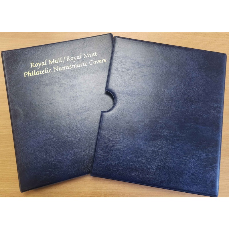 Royal Mail Royal Mint Philatelic Covers Blue 4 ring with slipcase and 18 pages