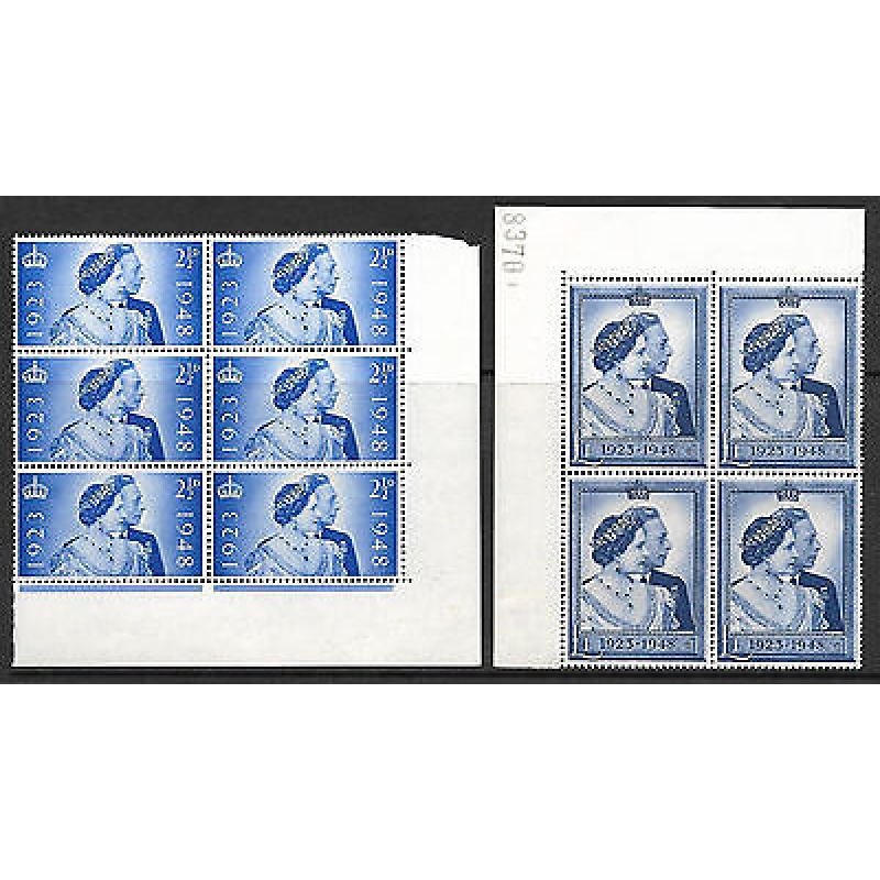 Sg 493-494 1948 Silver wedding Commemorative set UNMOUNTED MINT marginal blocks