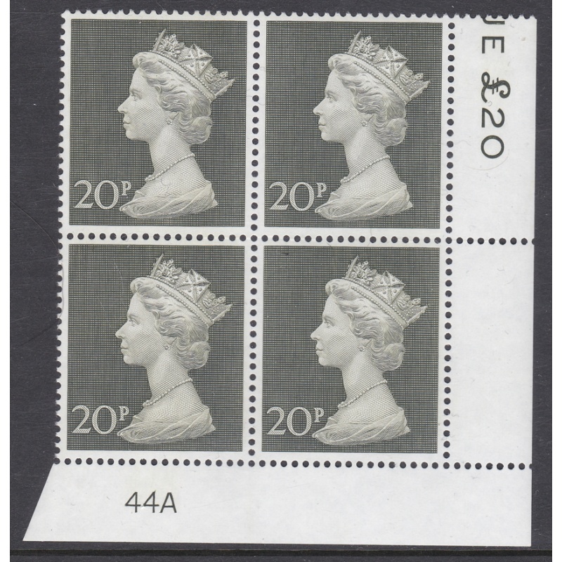 1970 20p Decimal Machin Cylinder 44A UNMOUNTED MINT