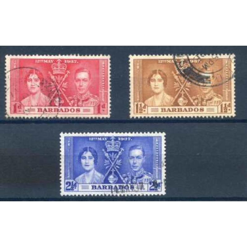 Barbados 1937 Coronation set SG245 7 Fine Used