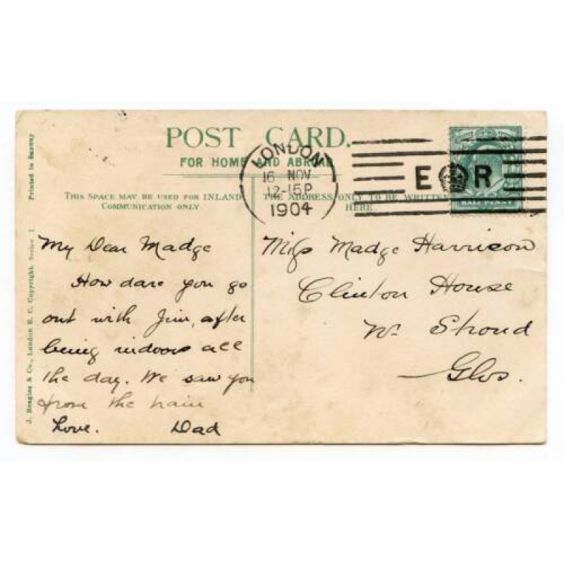 GB 1904 1 2d Postcard London Shard Mabel Love