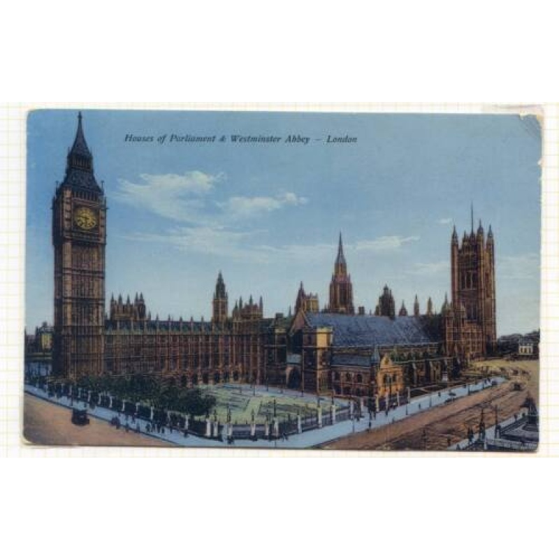 Houses of Parliament Postcard to Denmark