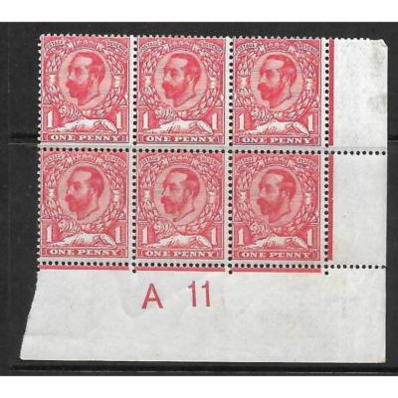 Sg 329 1d Carmine Downey Head Die 1b Control A11(w) perf 2 UNMOUNTED MINT