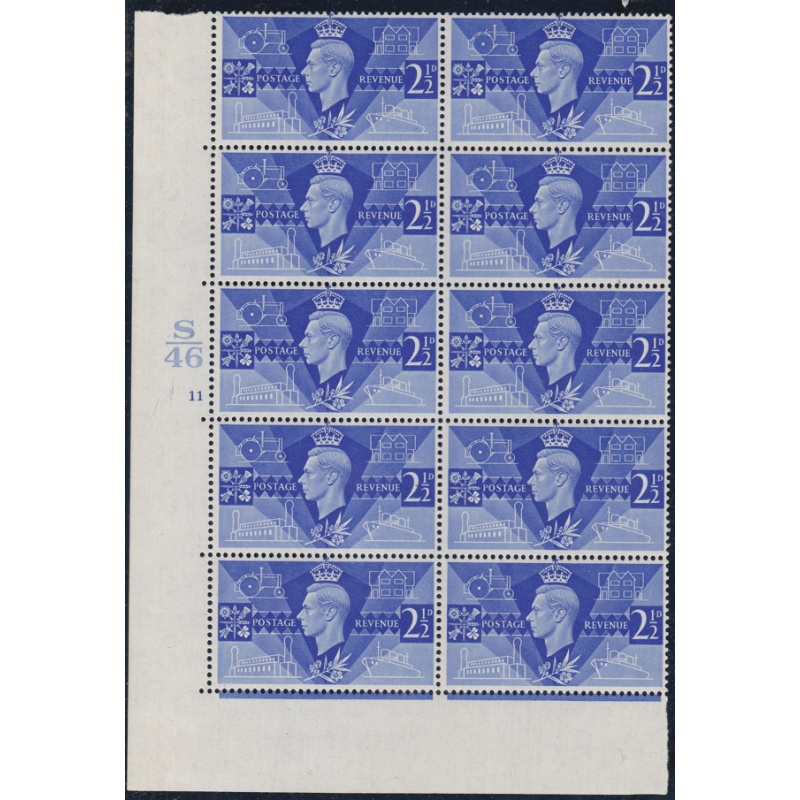 Sg491a George VI  1946 Extra porthole S46 11 no dot Row 16 1 UNMOUNTED MINT