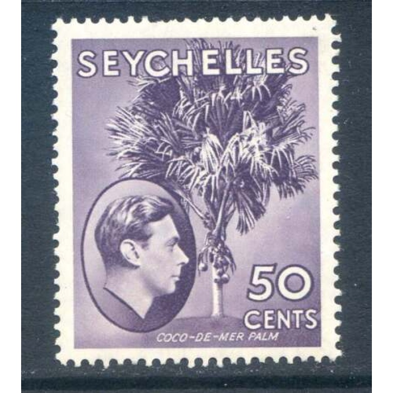 Seychelles 50c Deep Reddish Violet SG144 Mounted Mint