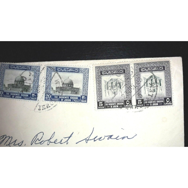 JORDAN COVER 1963 JERUSALEM TO USA JERUSALEM POSTMARKS