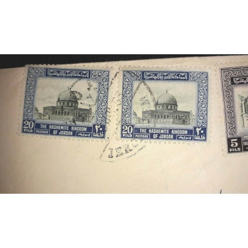 JORDAN COVER 1963 JERUSALEM TO USA JERUSALEM POSTMARKS