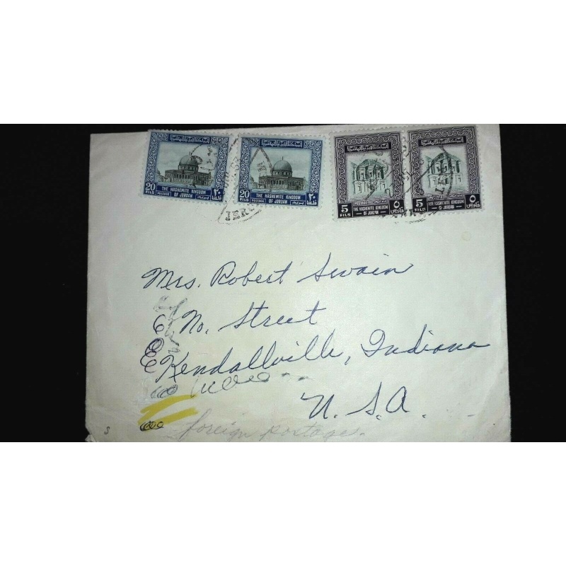 JORDAN COVER 1963 JERUSALEM TO USA JERUSALEM POSTMARKS