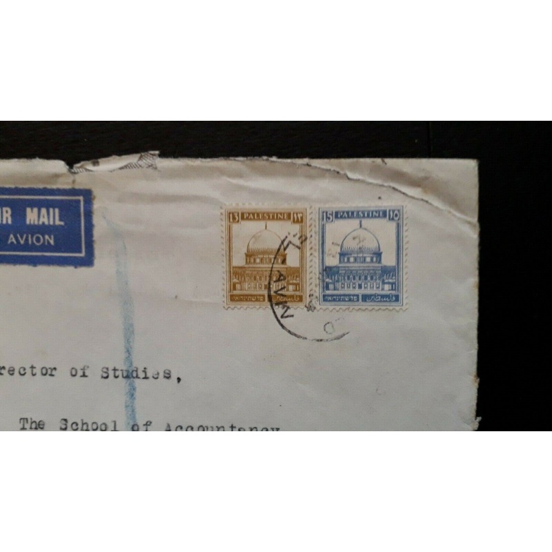 PALESTINE COVER REGISTERED AIRMAIL TEL AVIV TO SCOTLAND 28 MIL RATE