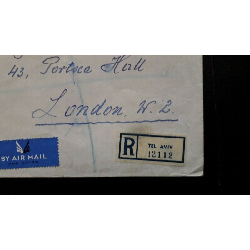 PALESTINE COVER 1946 REGISTED AIRMAIL TEL AVIV TO LONDON 95 MIL RATE