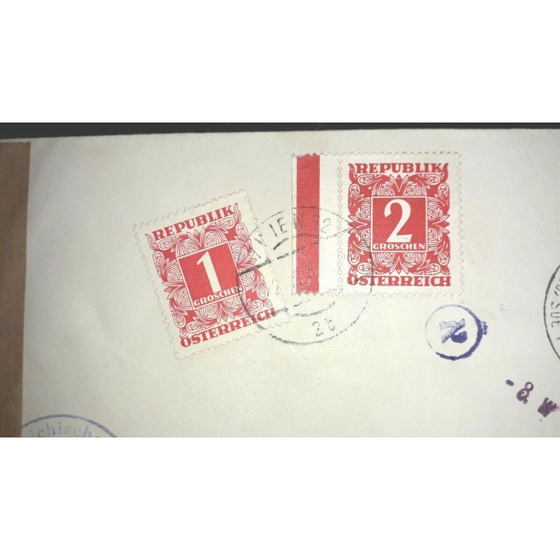 ISRAEL COVER 1951 FROM LOOS SDE TUFA AIRMAIL TO AUSTRIA CENSORED TAXED ARRIVAL