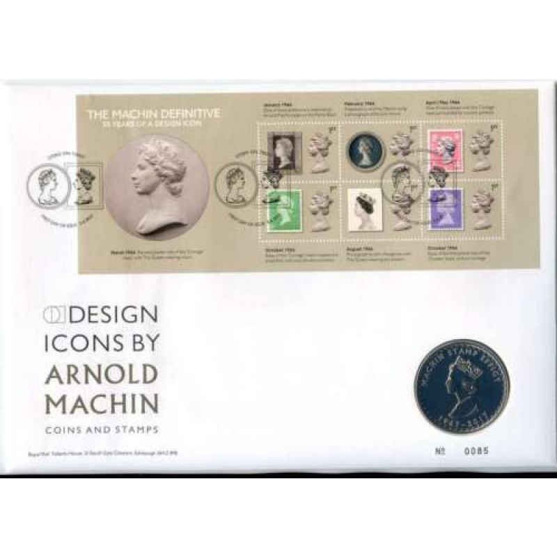 GB QEII ROYAL MAIL PNC MEDAL COIN COVER 2017 ARNOLD MACHIN DESIGN ICON