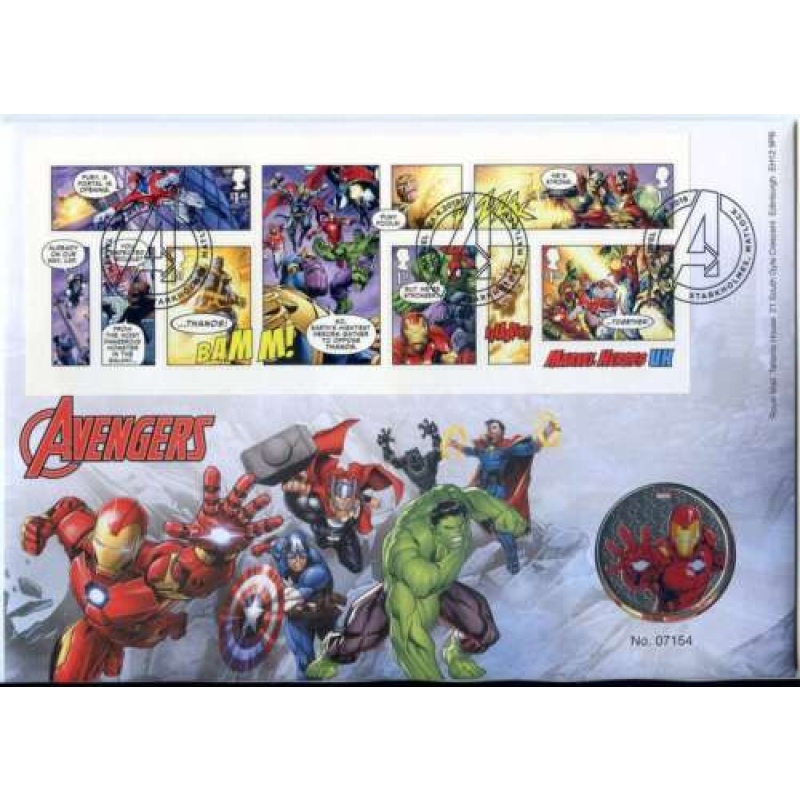 2019 Avengers Medal Coin Cover Royal Mint MARVEL Comics