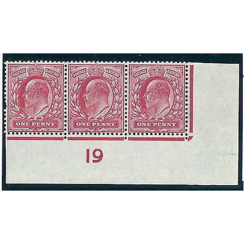 Sg 219 220 1d EDVII De La Rue variety M5(k) control strip UNMOUNTED MINT MNH