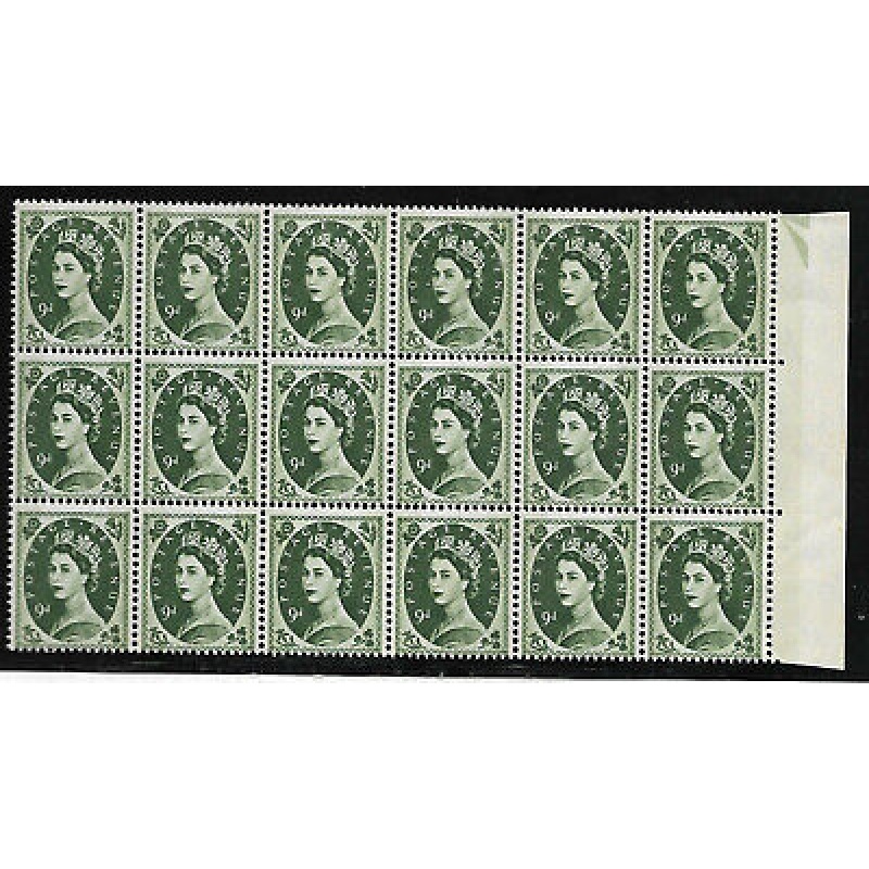 S128c 9d Wilding Violet Phos variety - Frame Break block of 18 UNMOUNTED MINT