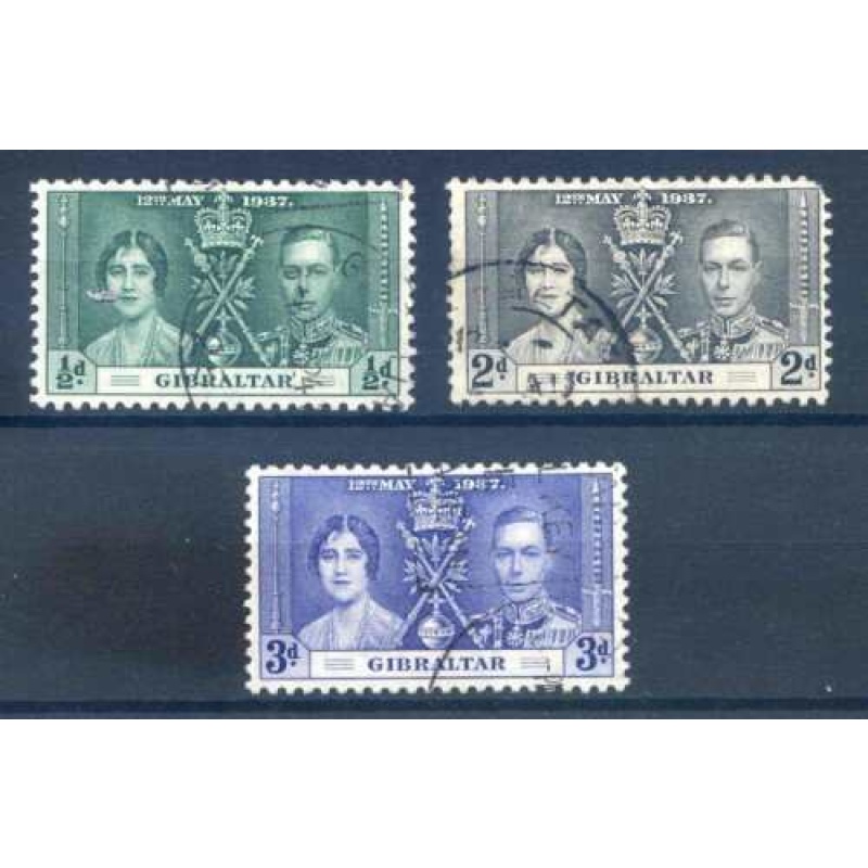 Gibraltar 1937 Coronation set SG118 120 Fine Used