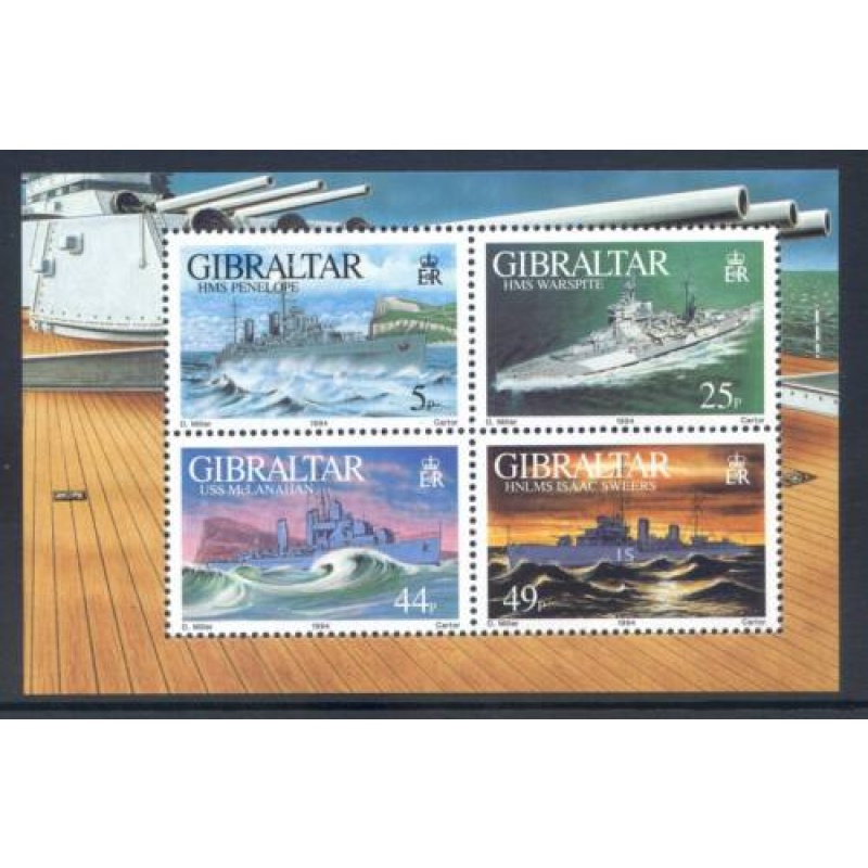 1994 Gibraltar Warships Mini Sheet SGMS724 Unmounted Mint