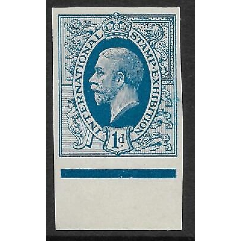 1912 1d George V Blue Imperf International Stamp Exhibition Cinderella MNH