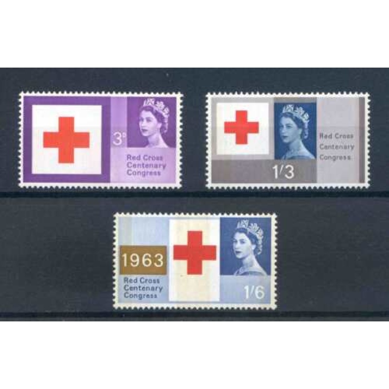 GB SG642p 644p  Unmounted Mint 1963 Red Cross Phosphour Set