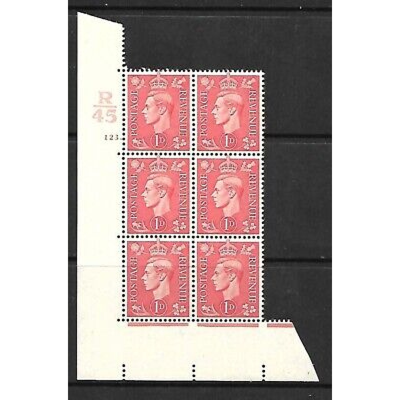 1937 1d Red R45 123 Dot perf 5(E I) block 6 UNMOUNTED MINT MNH