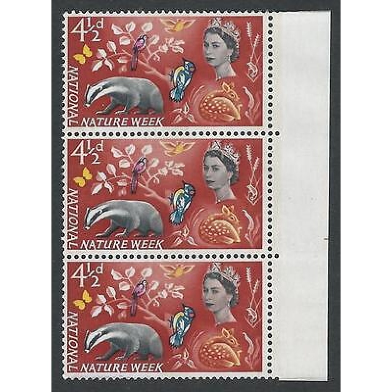 1963 Nature Week 4 1 2d Phos - Narrow Band Right x 3 - MNH