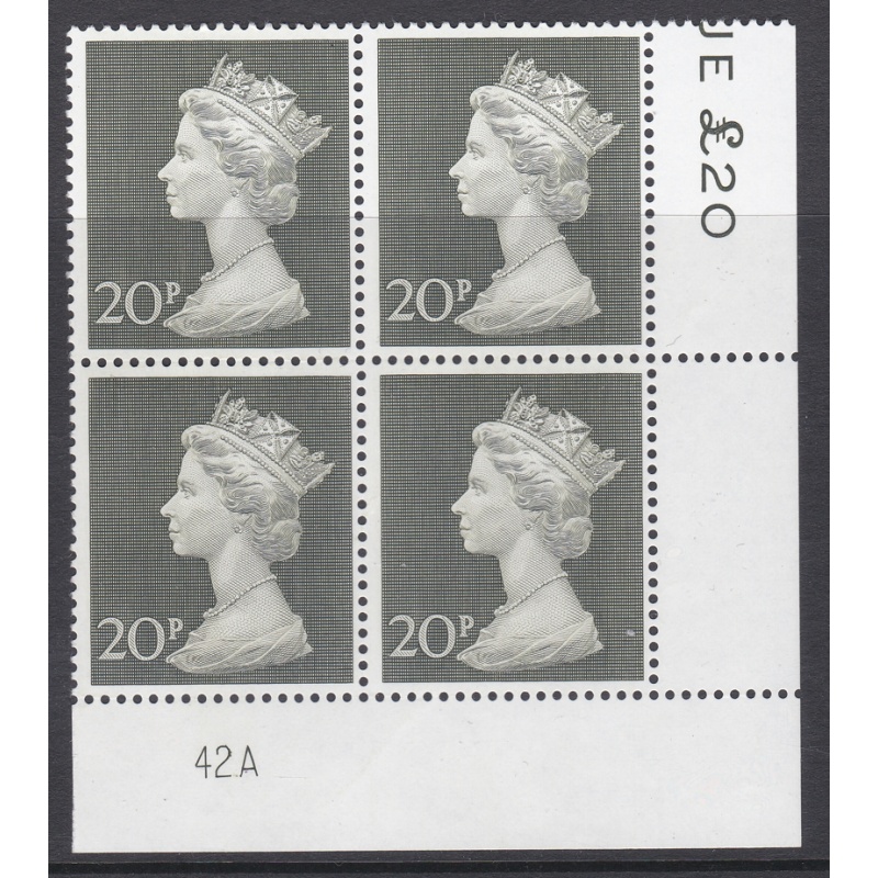 1970 20p Decimal Machin Cylinder 42A UNMOUNTED MINT