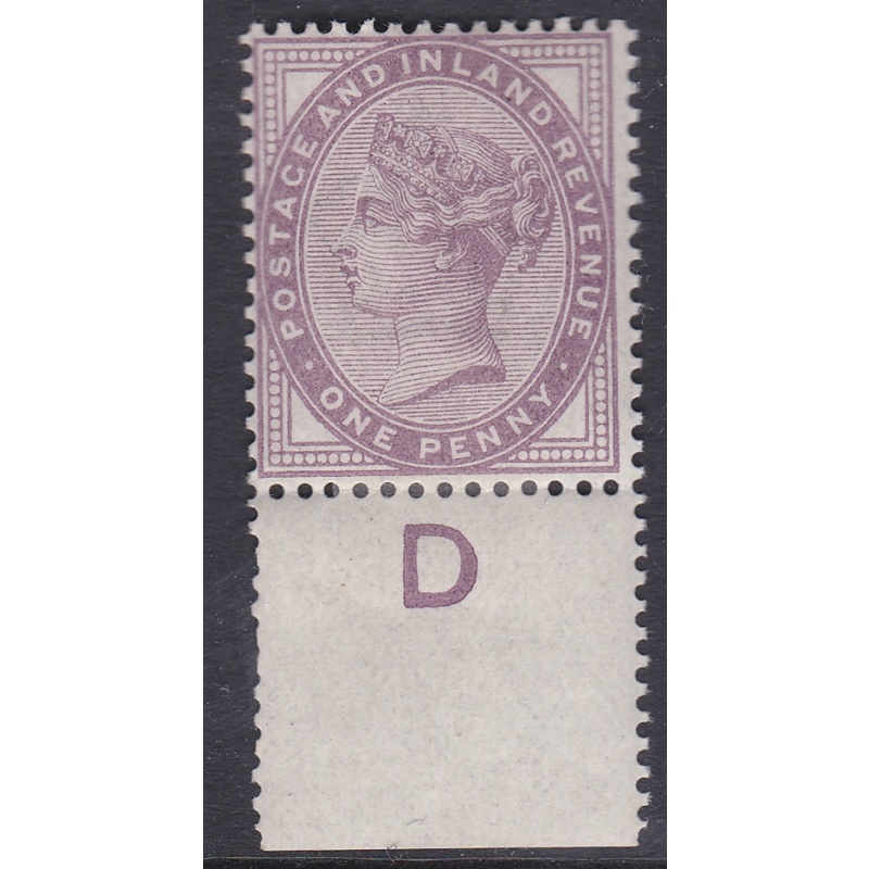 1d Lilac control D perf single - MOUNTED MINT