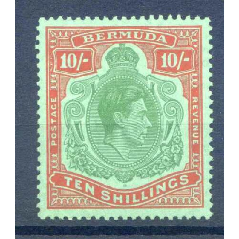 Bermuda 10 - Green  Vermillion Green SG119e Mounted Mint