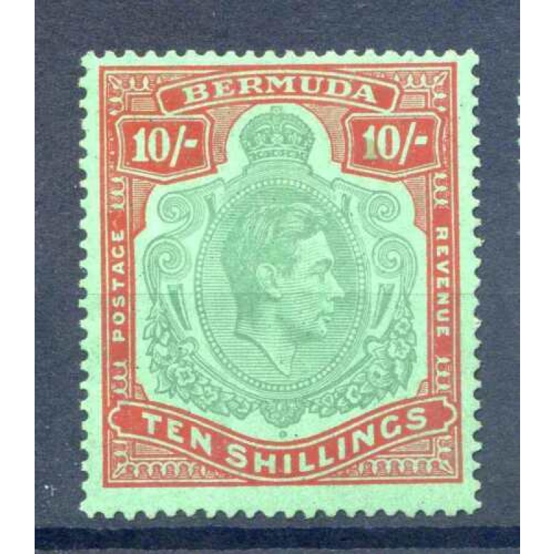 Bermuda 10 - Bluish Green  Deep Red Green SG119a Mounted Mint