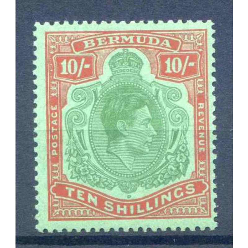 Bermuda 10 - Green  Dull Red Green SG119f Mounted Mint