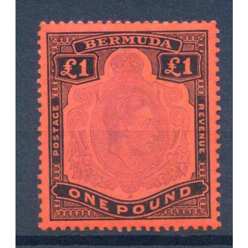 Bermuda 1 Deep Reddish Purple and Black Pale Red SG121c Mounted Mint