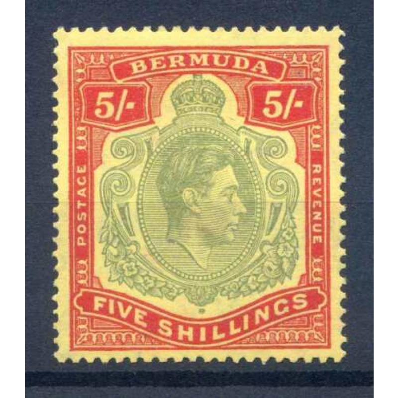 Bermuda 5 - Pale Green  Red Yellow SG118a Mounted Mint