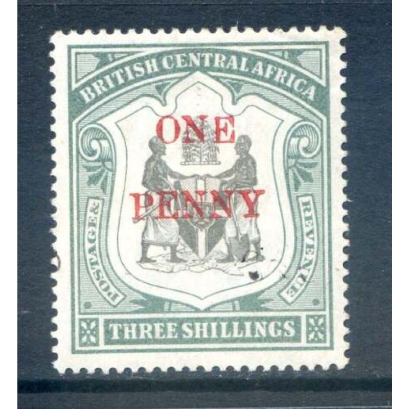 Nyasaland 1d on 3 - Black  Sea Green SG53 Mounted Mint