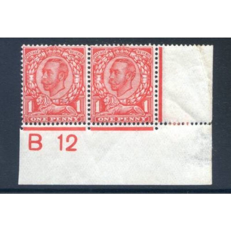 KGV 1d Carmine B12(I) Control Pair mounted Mint