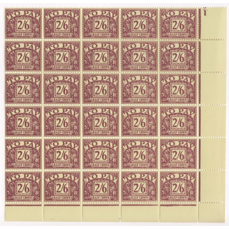 Sg D65wi s ways 2 6  Postage due Right lower corner block of 30 UNMOUNTED MINT