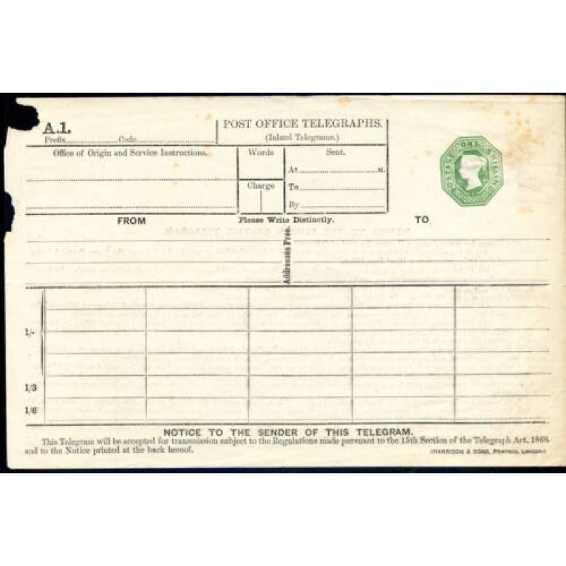 GB 1 - Postal Telegraphs Form TP5 Unused