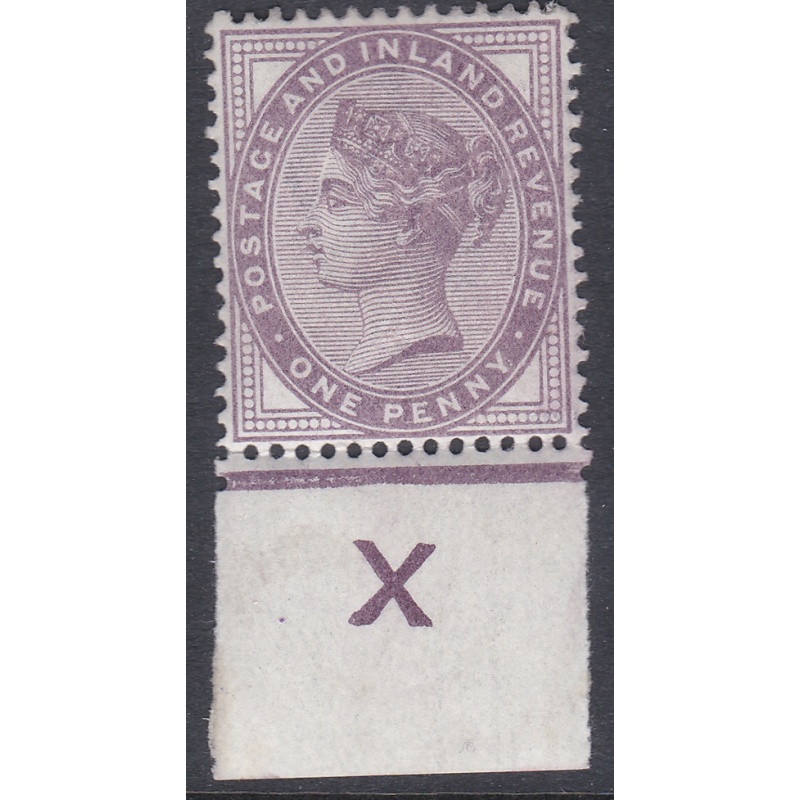 Sg 172 1d lilac control X imperf Single with perf extension in margin U M