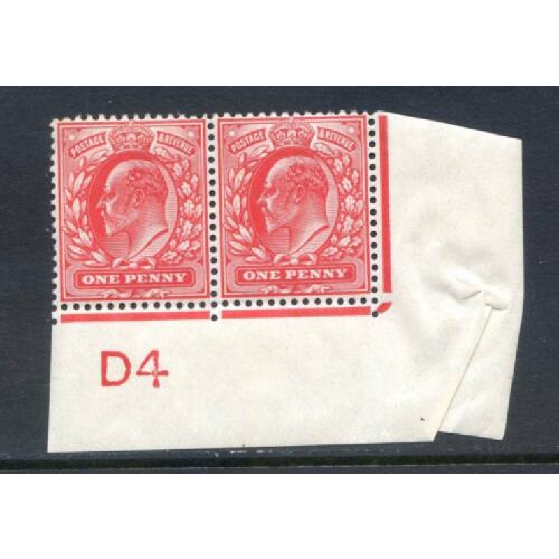 KEV11 1d Scarlet D4 (I) Control Pair Unmounted Mint