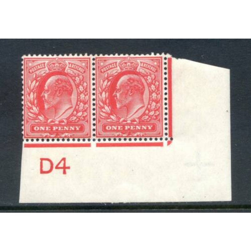 KEV11 1d Scarlet D4 (I) Control Pair Unmounted Mint