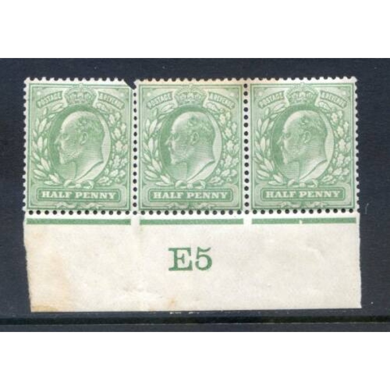 KEV11 1 2d Pale Green E5 (I) Control Strip 3 Unmounted Mint