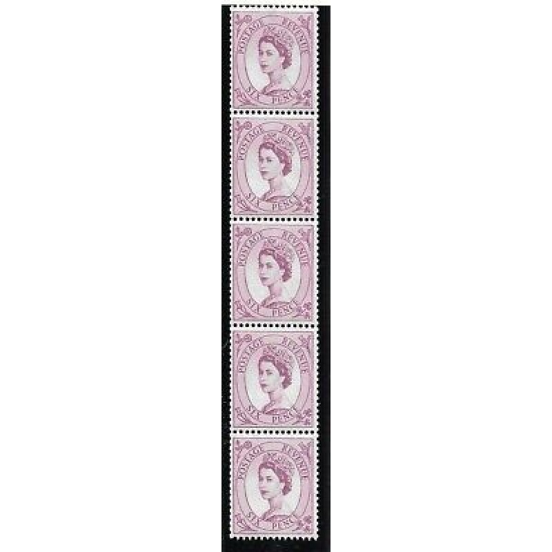 S107 6d Multi Crown Cream watermark Vertical Coil strip UNMOUNTED MINT