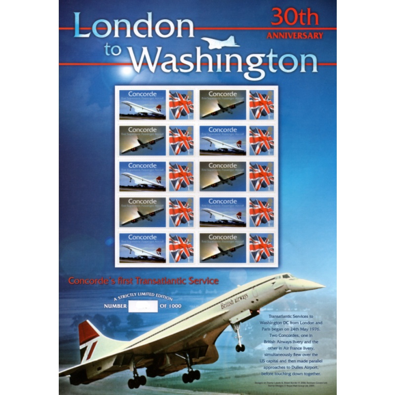 BC-82 GB 2006 Concorde london to washington no. 182 Smiler sheet UNMOUNTED MINT