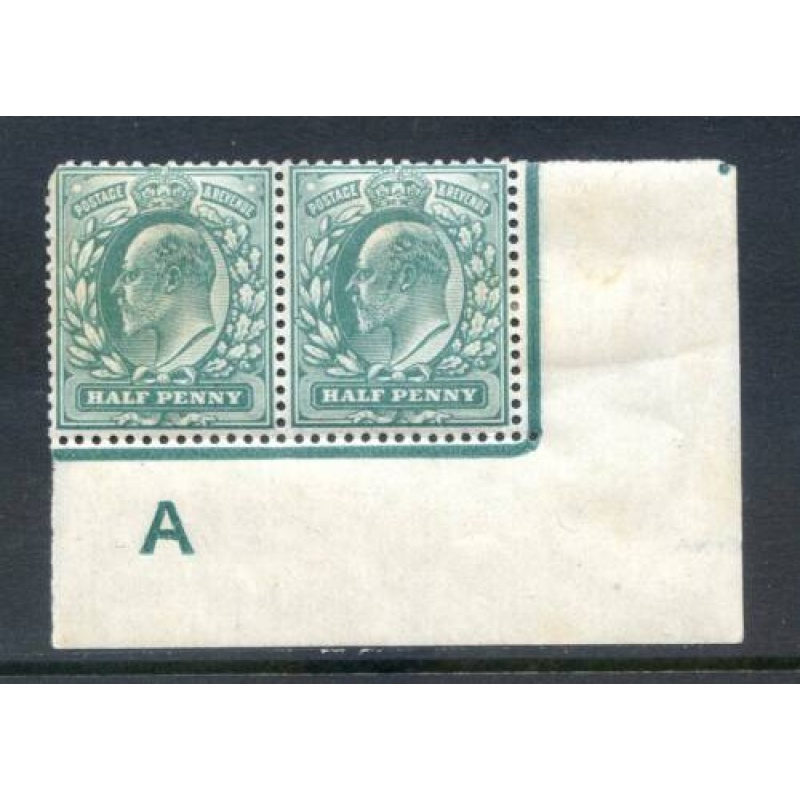 KEV11 1 2d Blue Green A(I) Control Pair mounted Mint