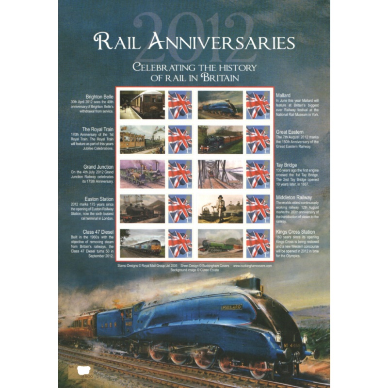 BC-374 2012 Rail Anniversaries no. 464 Smiler Sheet  UNMOUNTED MINT