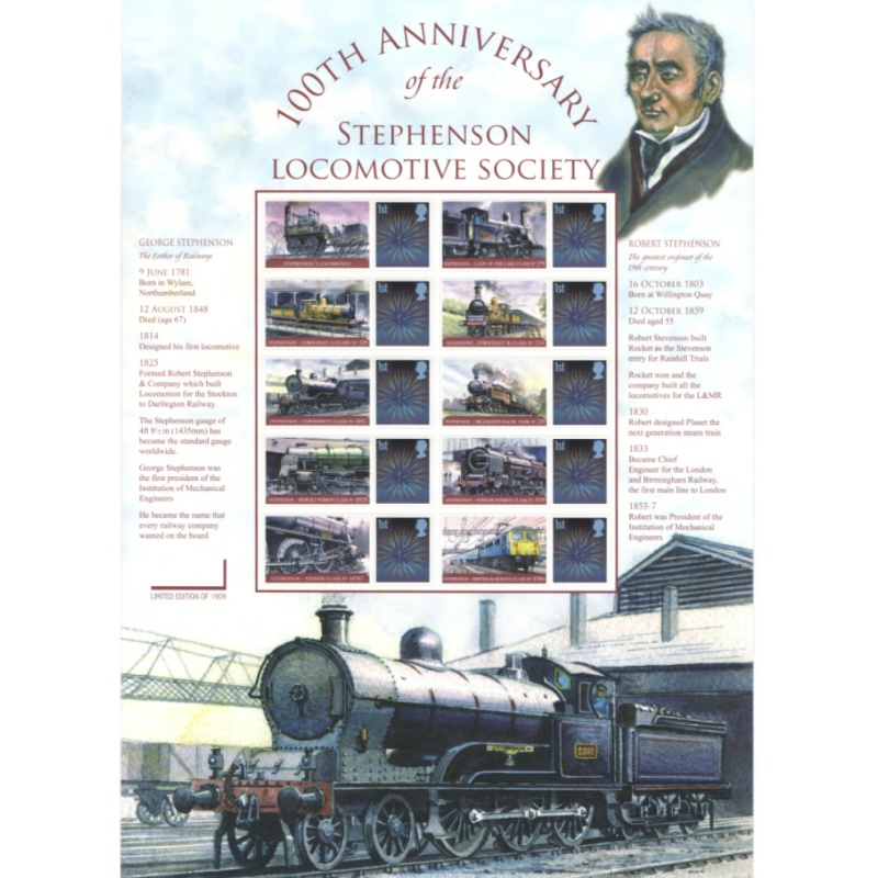 BC-205 2009 Stephenson Locomotive Society no. 46 Smiler Sheet  UNMOUNTED MINT