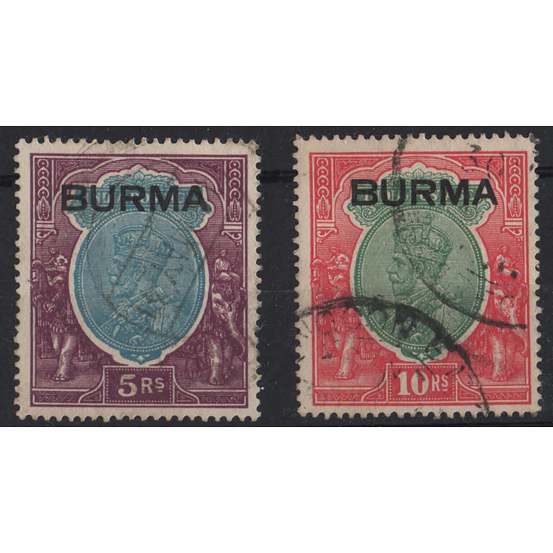 Burma 1937 5r, 10r fine used sg15-6 cat £125