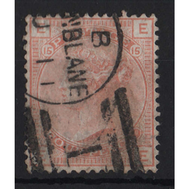 GB 1876 4d vermilion plate 15 sg152 fine used cat £475